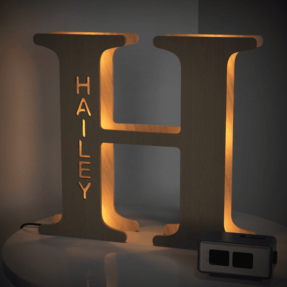 Personalised Wooden Letter Lamp Custom Name Alphabet Night Lights - 19 CM - Concordia Style Boutique
