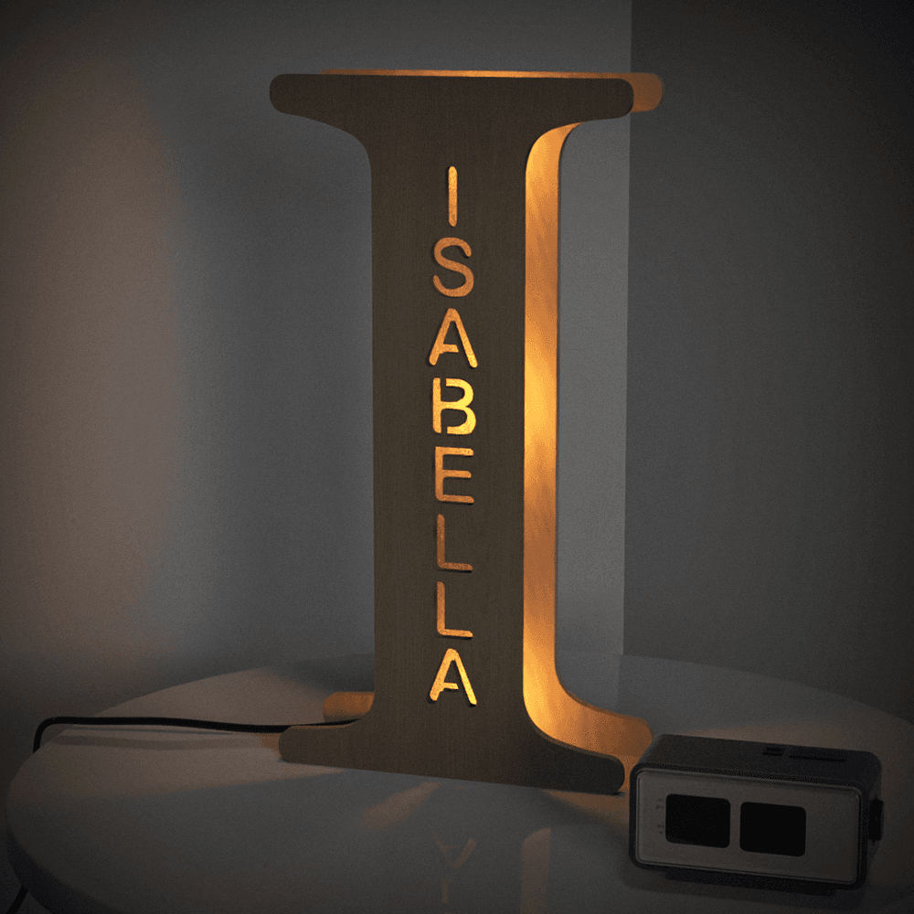 Personalised Wooden Letter Lamp Custom Name Alphabet Night Lights - 19 CM - Concordia Style Boutique