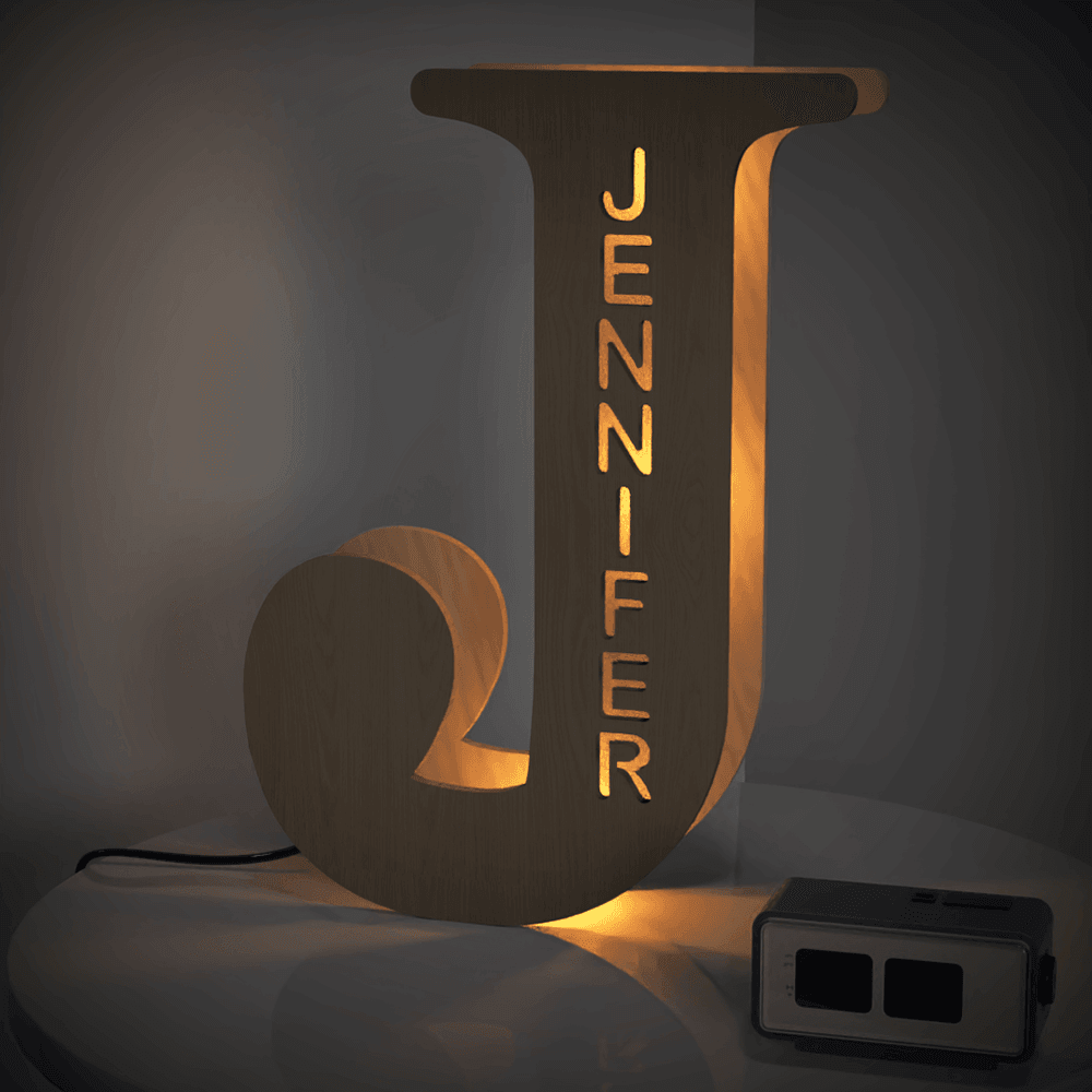 Personalised Wooden Letter Lamp Custom Name Alphabet Night Lights - 19 CM - Concordia Style Boutique
