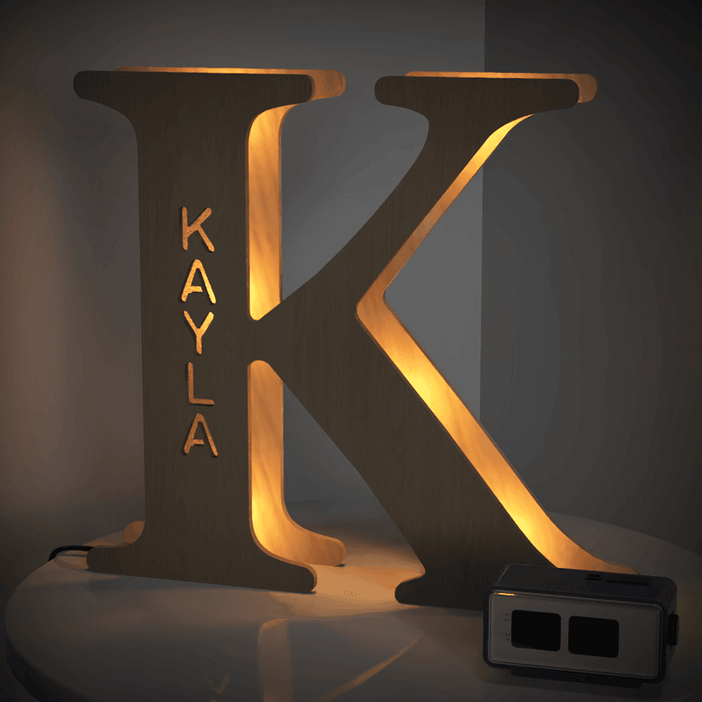 Personalised Wooden Letter Lamp Custom Name Alphabet Night Lights - 19 CM - Concordia Style Boutique