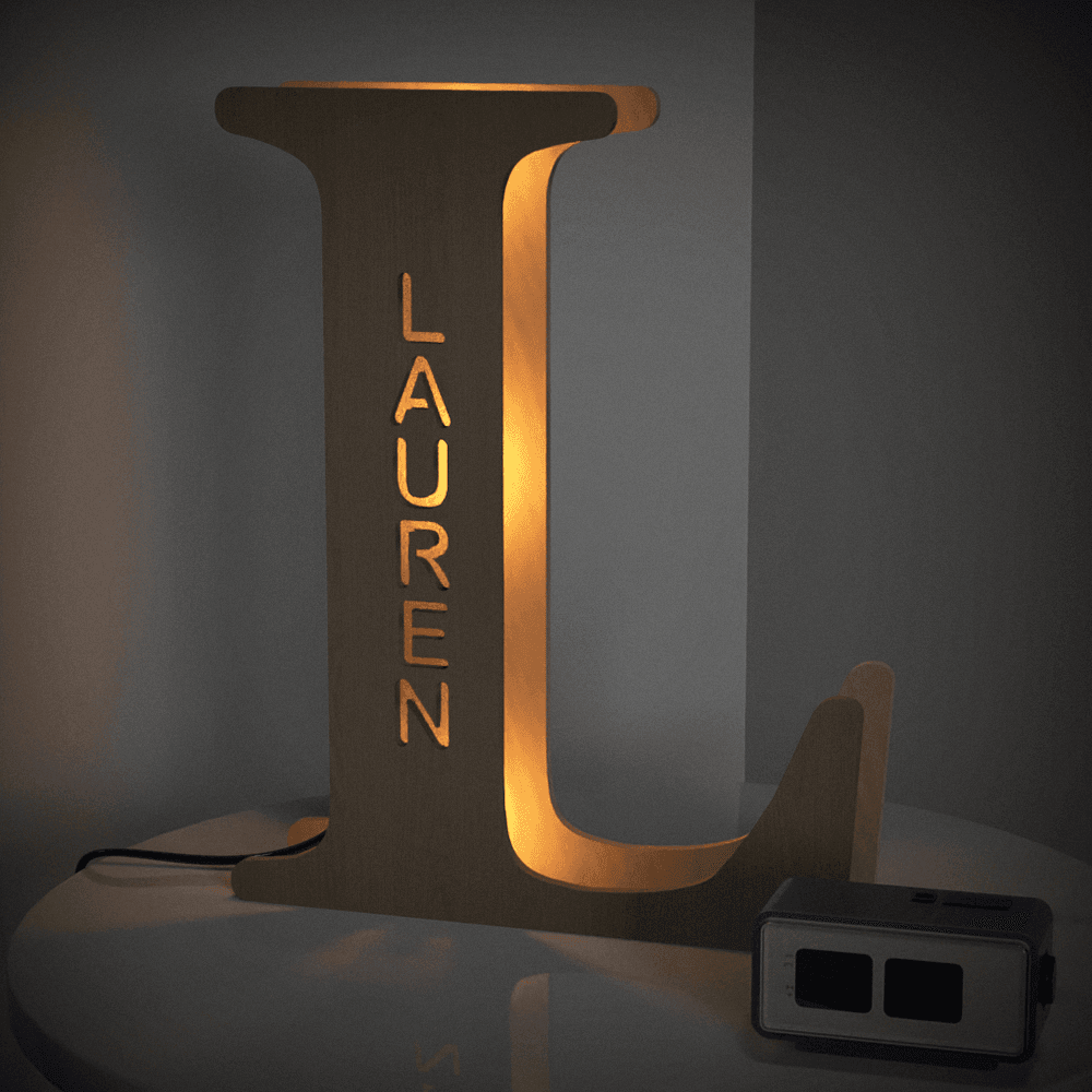 Personalised Wooden Letter Lamp Custom Name Alphabet Night Lights - 19 CM - Concordia Style Boutique