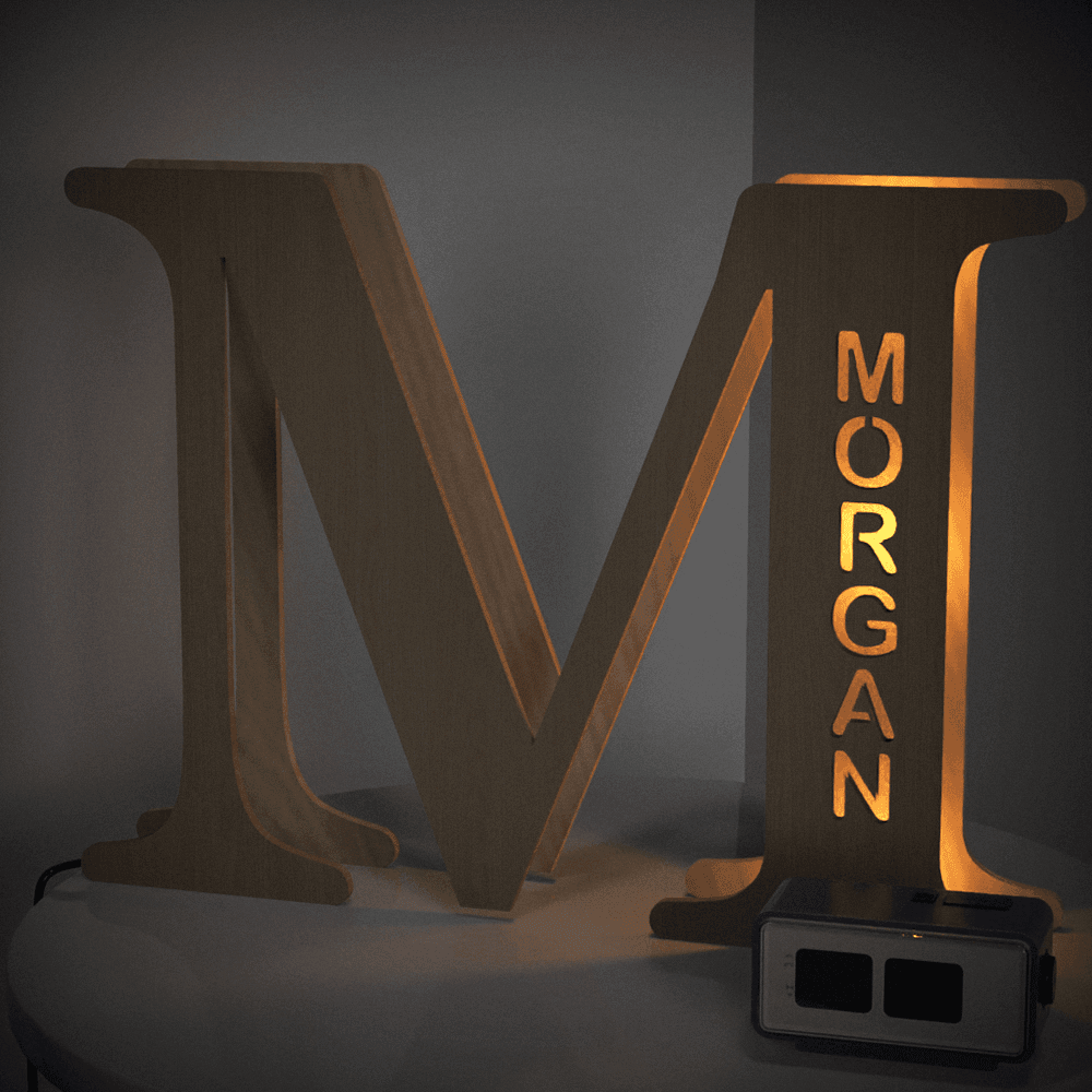 Personalised Wooden Letter Lamp Custom Name Alphabet Night Lights - 19 CM - Concordia Style Boutique