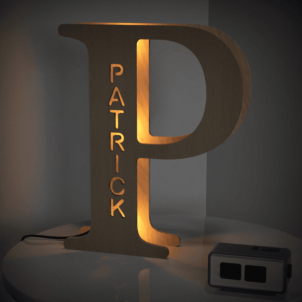 Personalised Wooden Letter Lamp Custom Name Alphabet Night Lights - 19 CM - Concordia Style Boutique