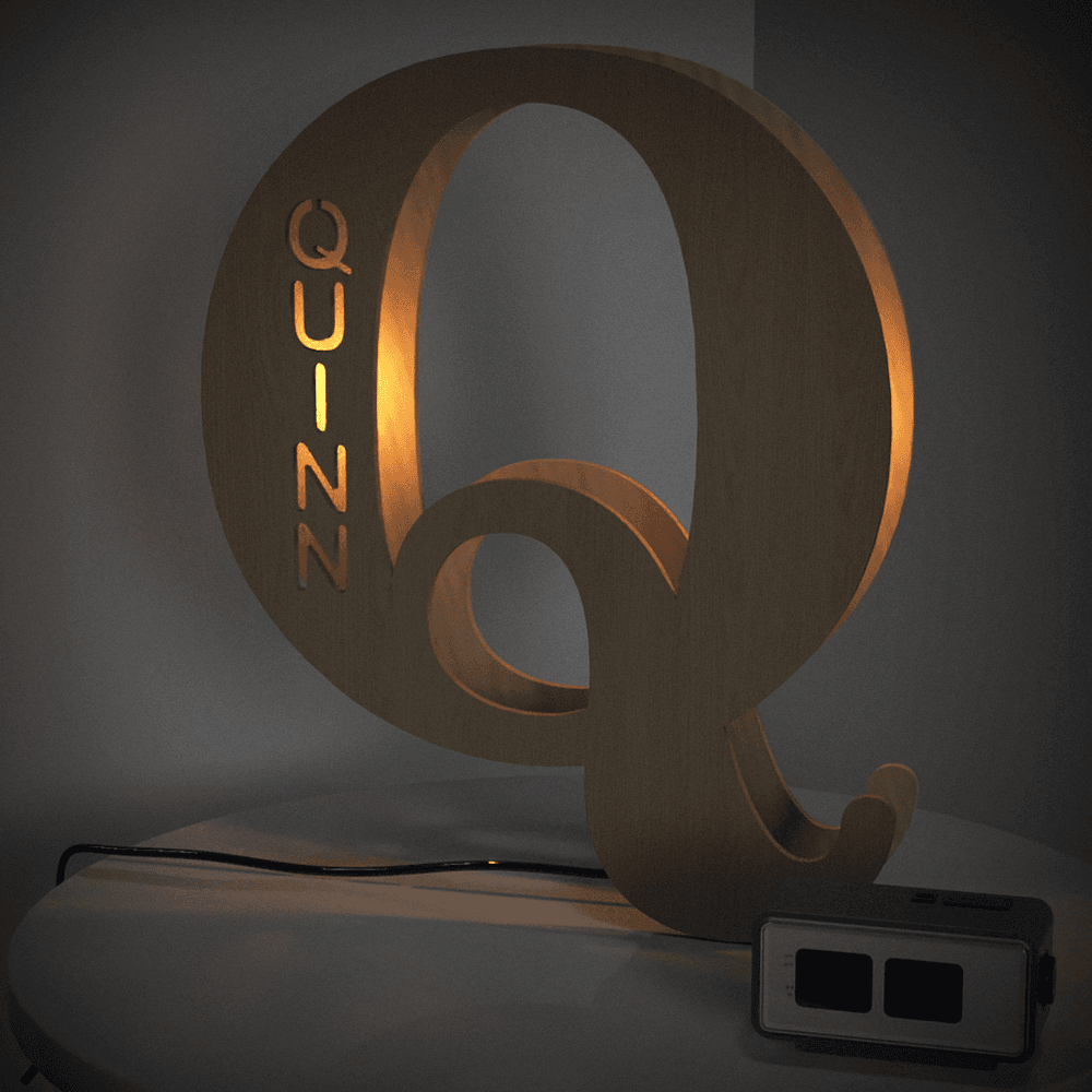 Personalised Wooden Letter Lamp Custom Name Alphabet Night Lights - 19 CM - Concordia Style Boutique