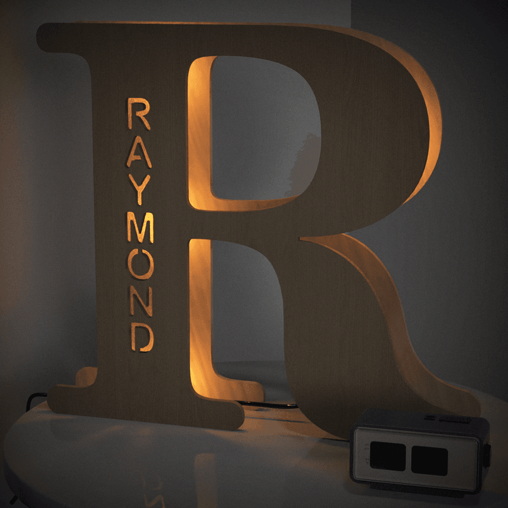 Personalised Wooden Letter Lamp Custom Name Alphabet Night Lights - 19 CM - Concordia Style Boutique