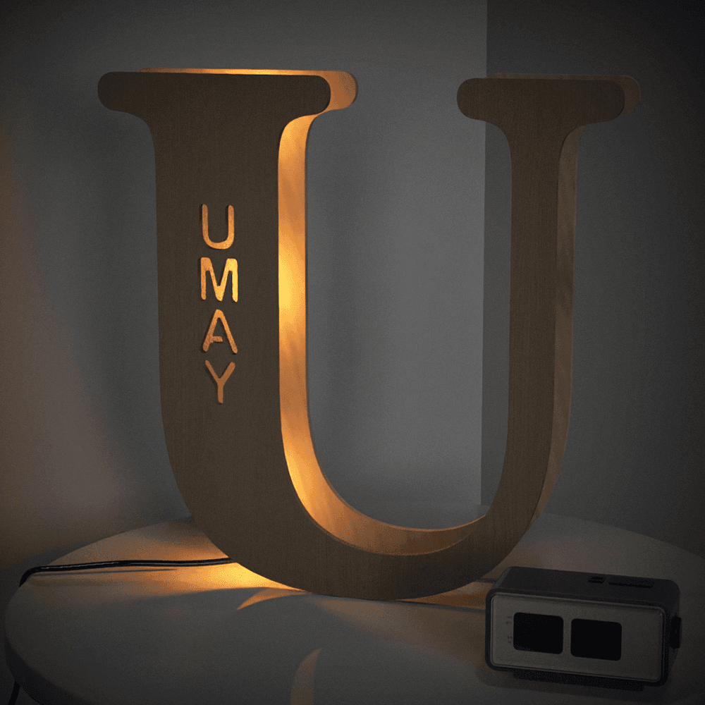 Personalised Wooden Letter Lamp Custom Name Alphabet Night Lights - 19 CM - Concordia Style Boutique