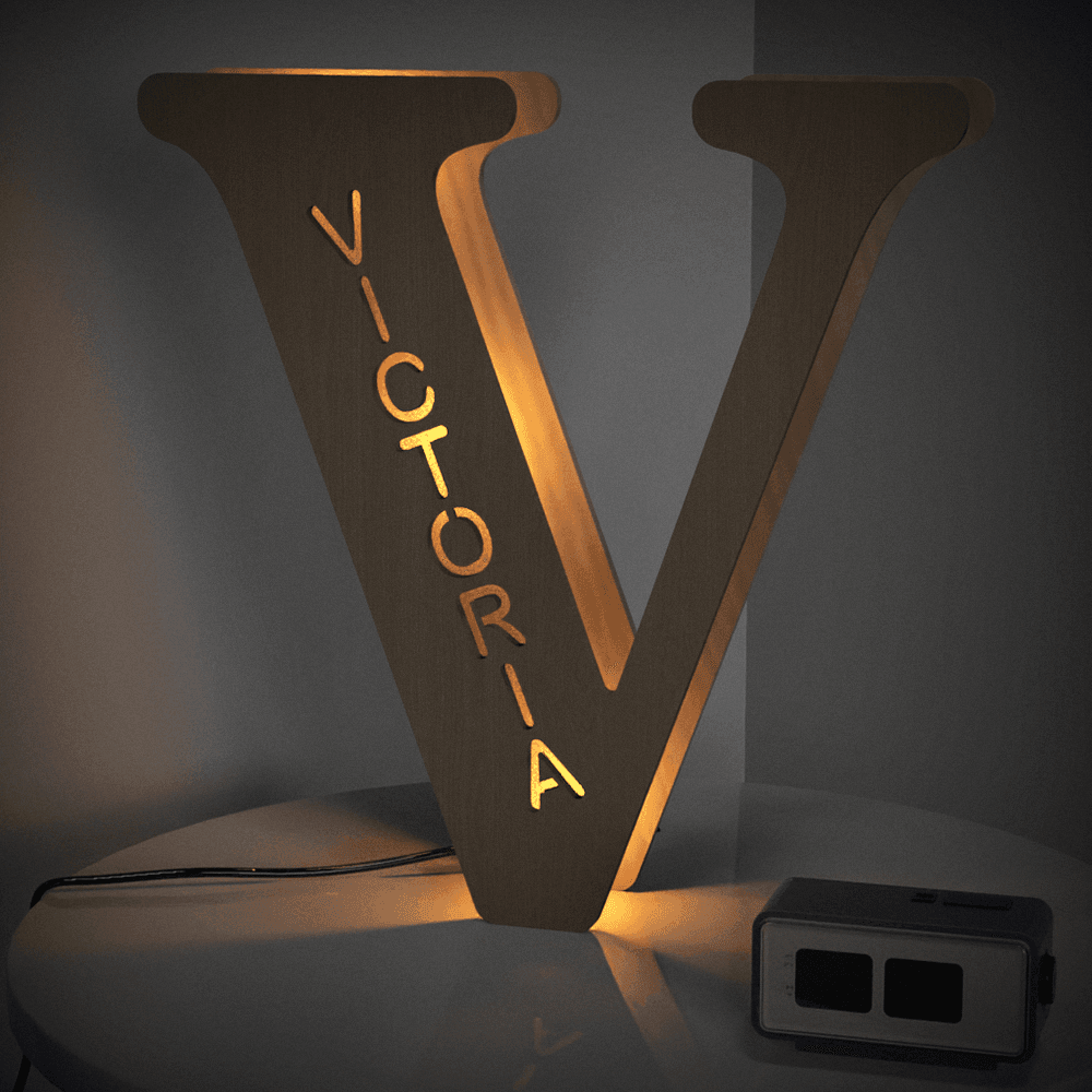 Personalised Wooden Letter Lamp Custom Name Alphabet Night Lights - 19 CM - Concordia Style Boutique