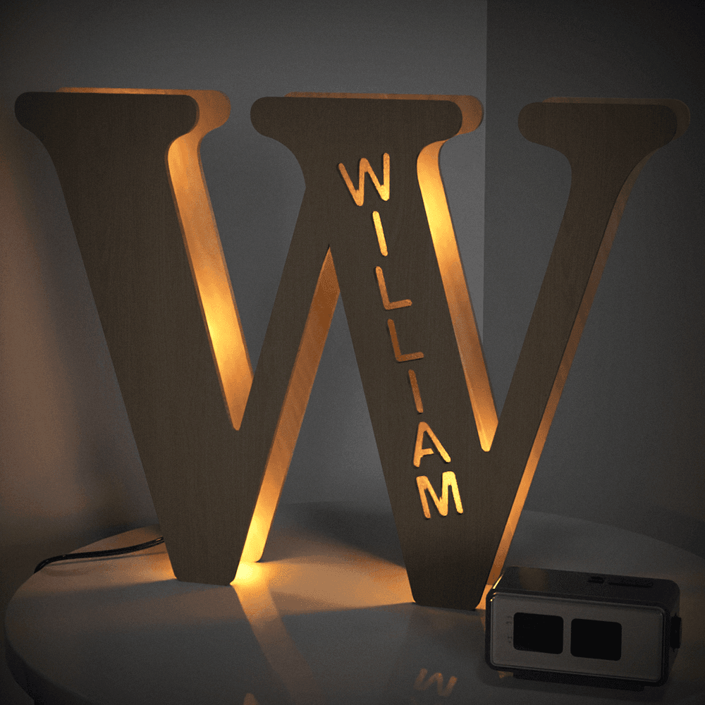 Personalised Wooden Letter Lamp Custom Name Alphabet Night Lights - 19 CM - Concordia Style Boutique