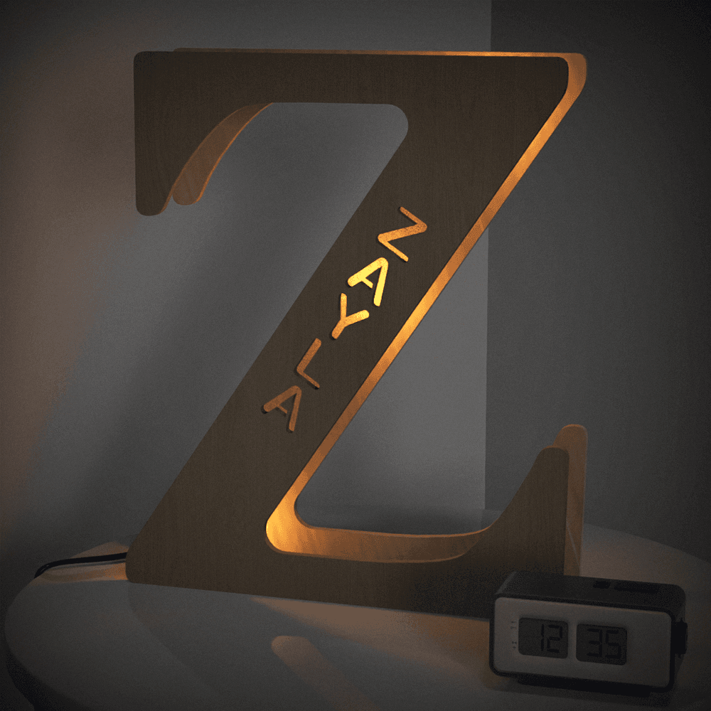Personalised Wooden Letter Lamp Custom Name Alphabet Night Lights - 19 CM - Concordia Style Boutique