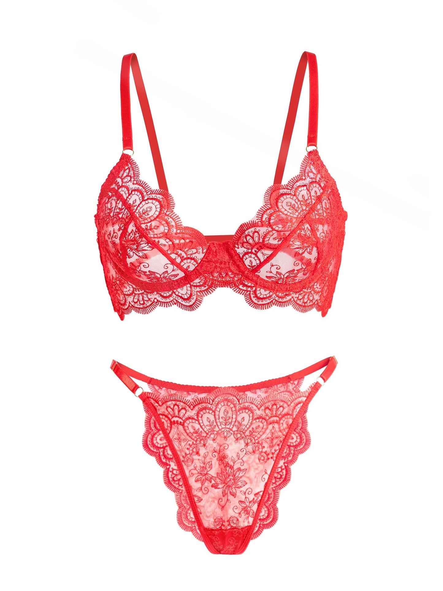 Red Exquisite Lace Lingerie Set - Concordia Style Boutique