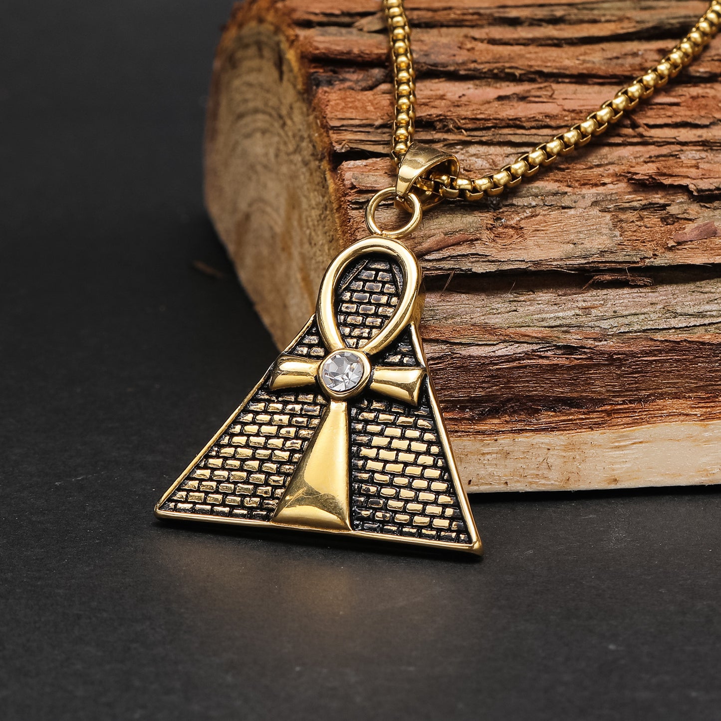 Hip Hop Ancient Egypt Horus Eye Pyramid Male Pendant Personality Cross Titanium Steel Necklace - Concordia Style Boutique