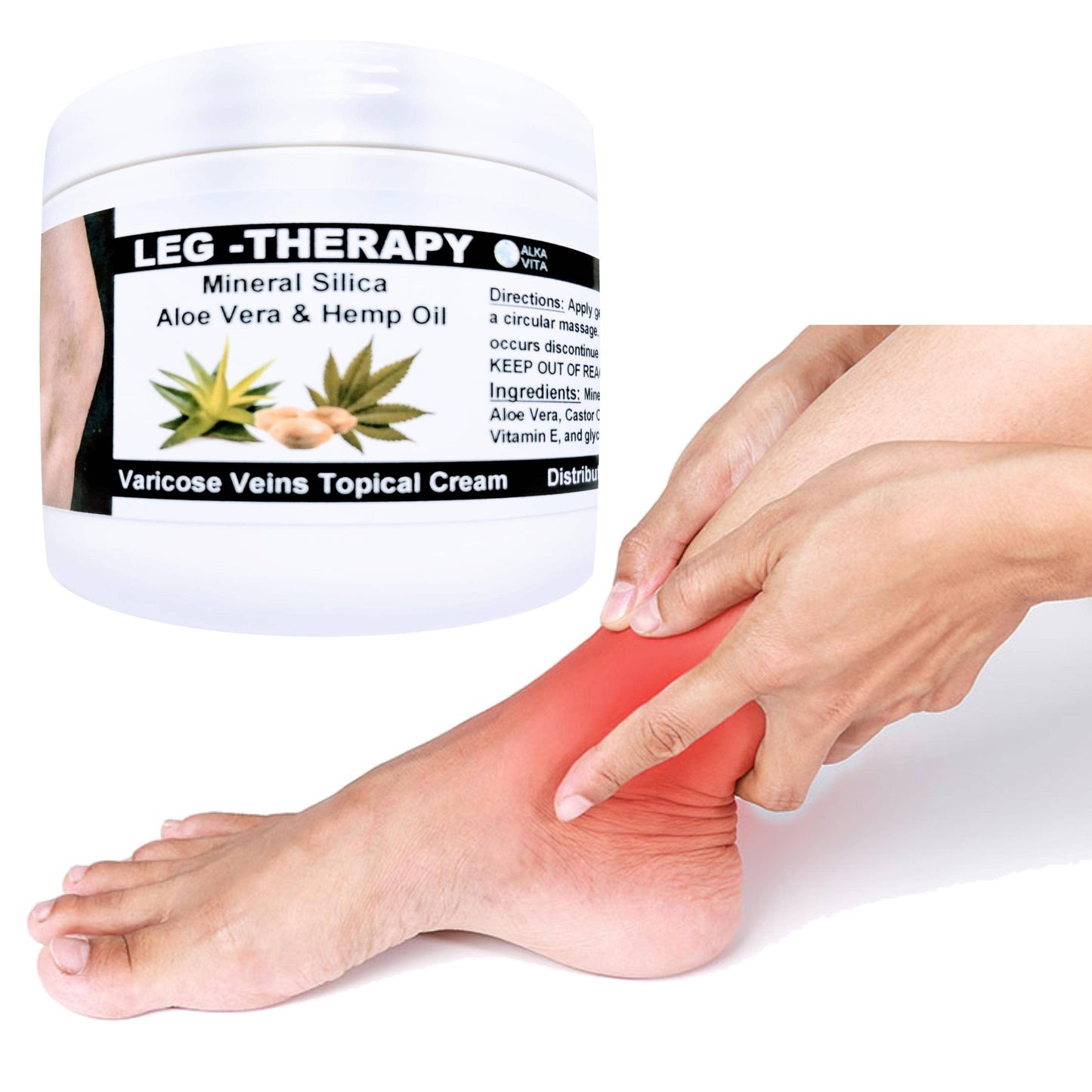 Varicose Vein Leg Therapy Relief Cream | Silica Hemp Seed Oil