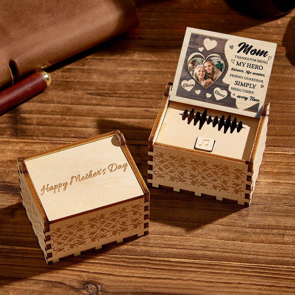 Personalized Wooden Photo Music Box Custom Heart Music Box Gift - Concordia Style Boutique