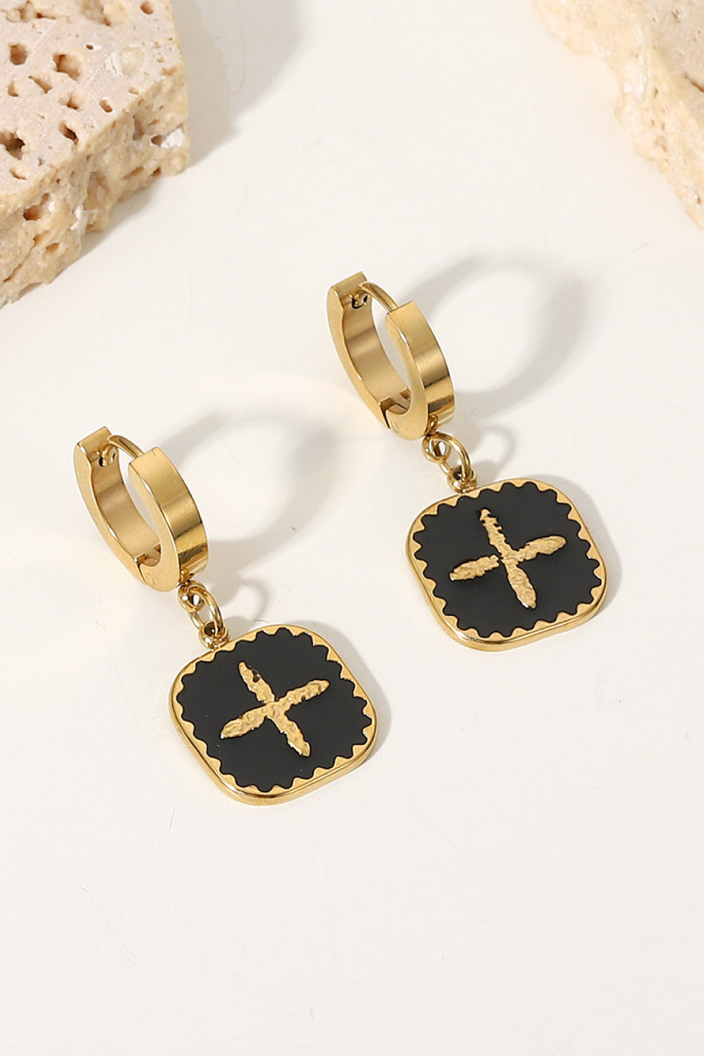Plus Sign Square Shape Drop Earrings - Concordia Style Boutique