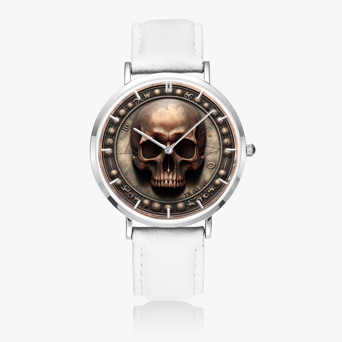 Ultra-Thin Leather Strap Quartz Watch -"Momento Mori" - Unisex - Premium Leather Strap Watches from Concordia Style Boutique - Just $44.25! Shop now at Concordia Style Boutique