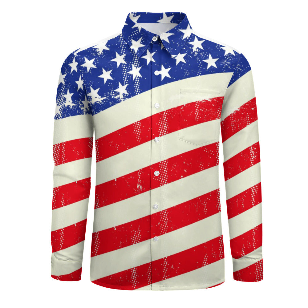 Peach Velvet Casual One Pocket Long Sleeve Shirt - "Americana" - Premium Long Sleeve Shirt from Concordia Style Boutique - Just $28.74! Shop now at Concordia Style Boutique
