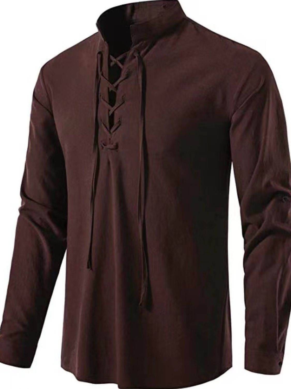 Men's Lace Up Long Sleeve Blouse - Concordia Style Boutique