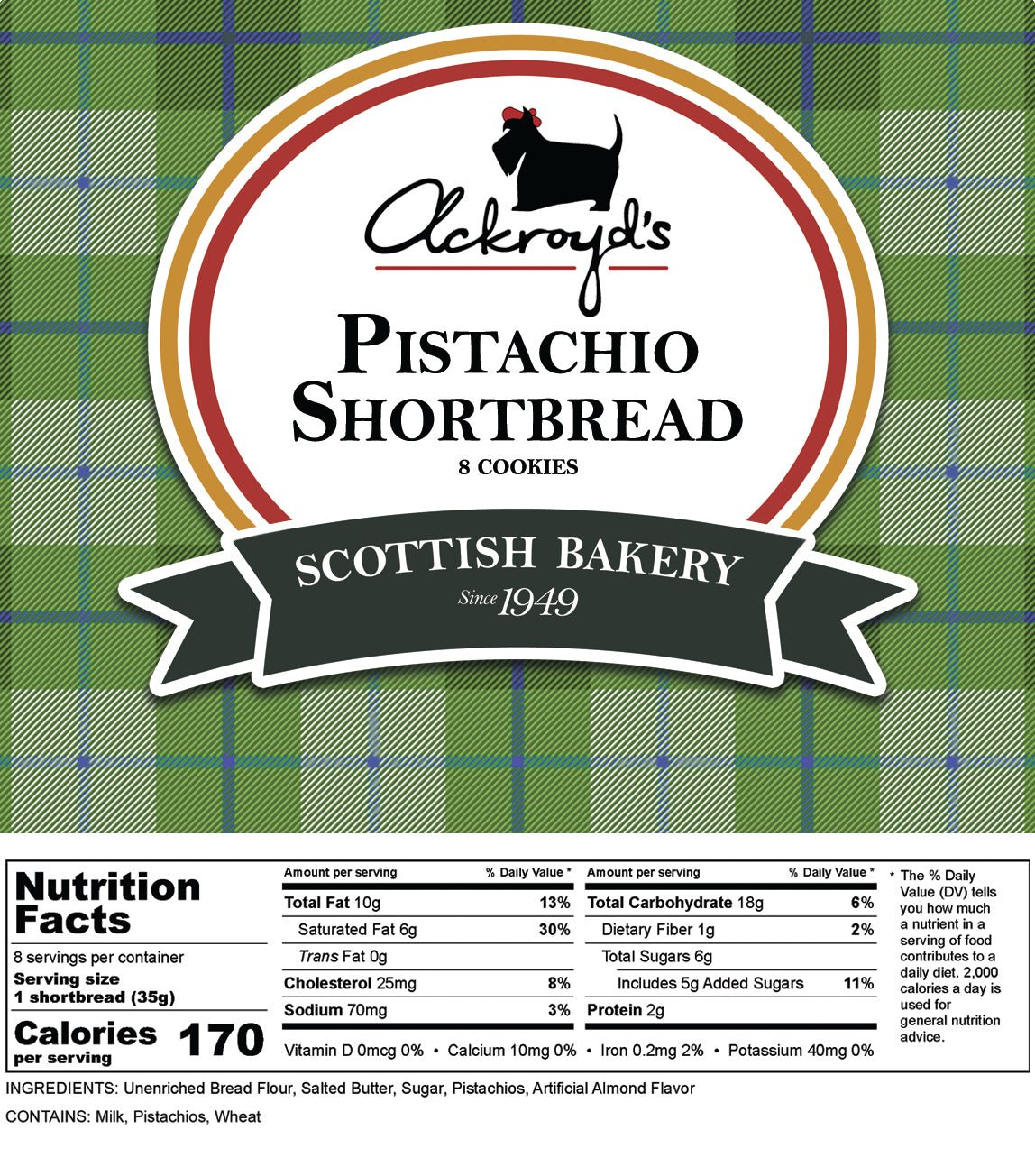 Ackroyd's Scottish Shortbread: Pistachio - Concordia Style Boutique