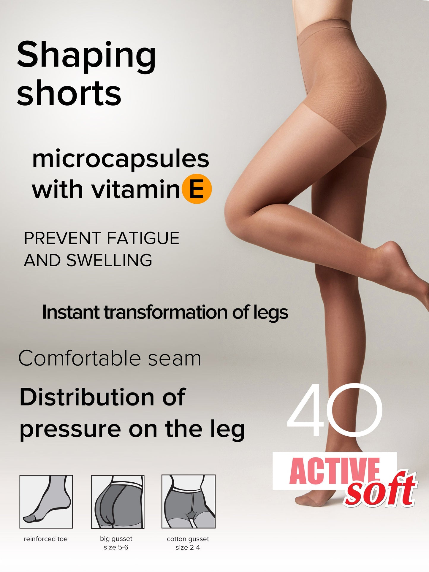 Tights Conte Active Soft 40 Den - Shaping Support with Vitamin E - Concordia Style Boutique