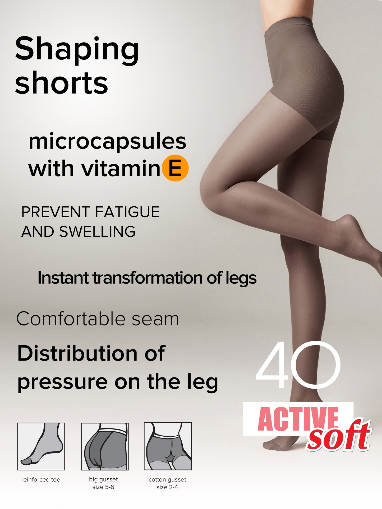 Tights Conte Active Soft 40 Den - Shaping Support with Vitamin E - Concordia Style Boutique