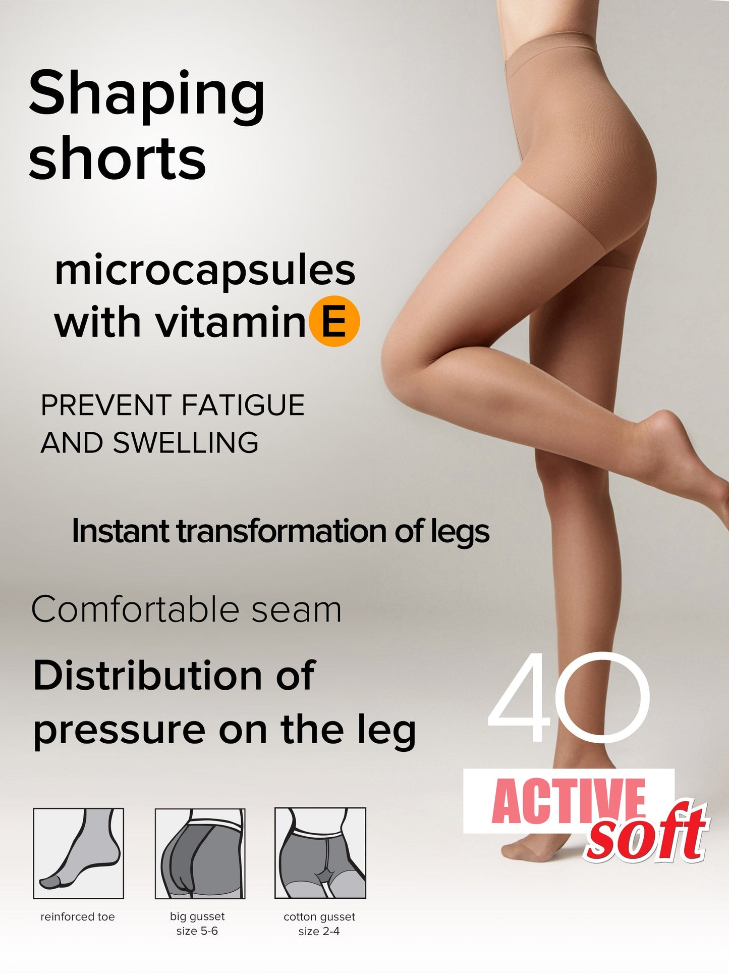 Tights Conte Active Soft 40 Den - Shaping Support with Vitamin E - Concordia Style Boutique