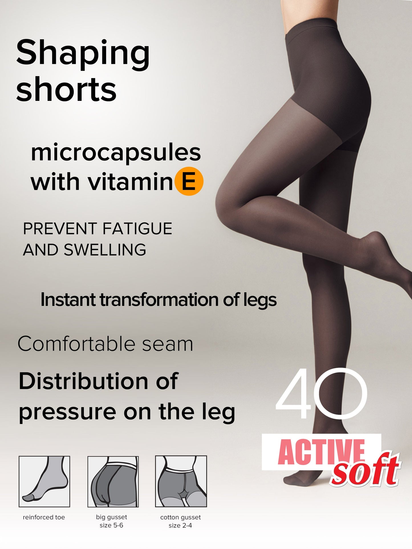 Tights Conte Active Soft 40 Den - Shaping Support with Vitamin E - Concordia Style Boutique