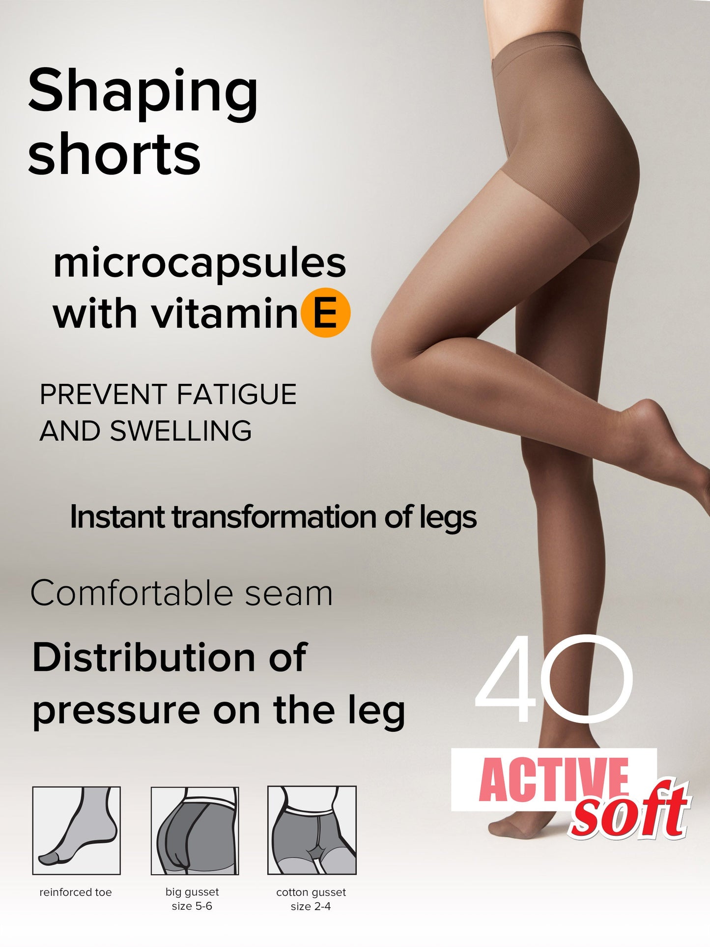 Tights Conte Active Soft 40 Den - Shaping Support with Vitamin E - Concordia Style Boutique