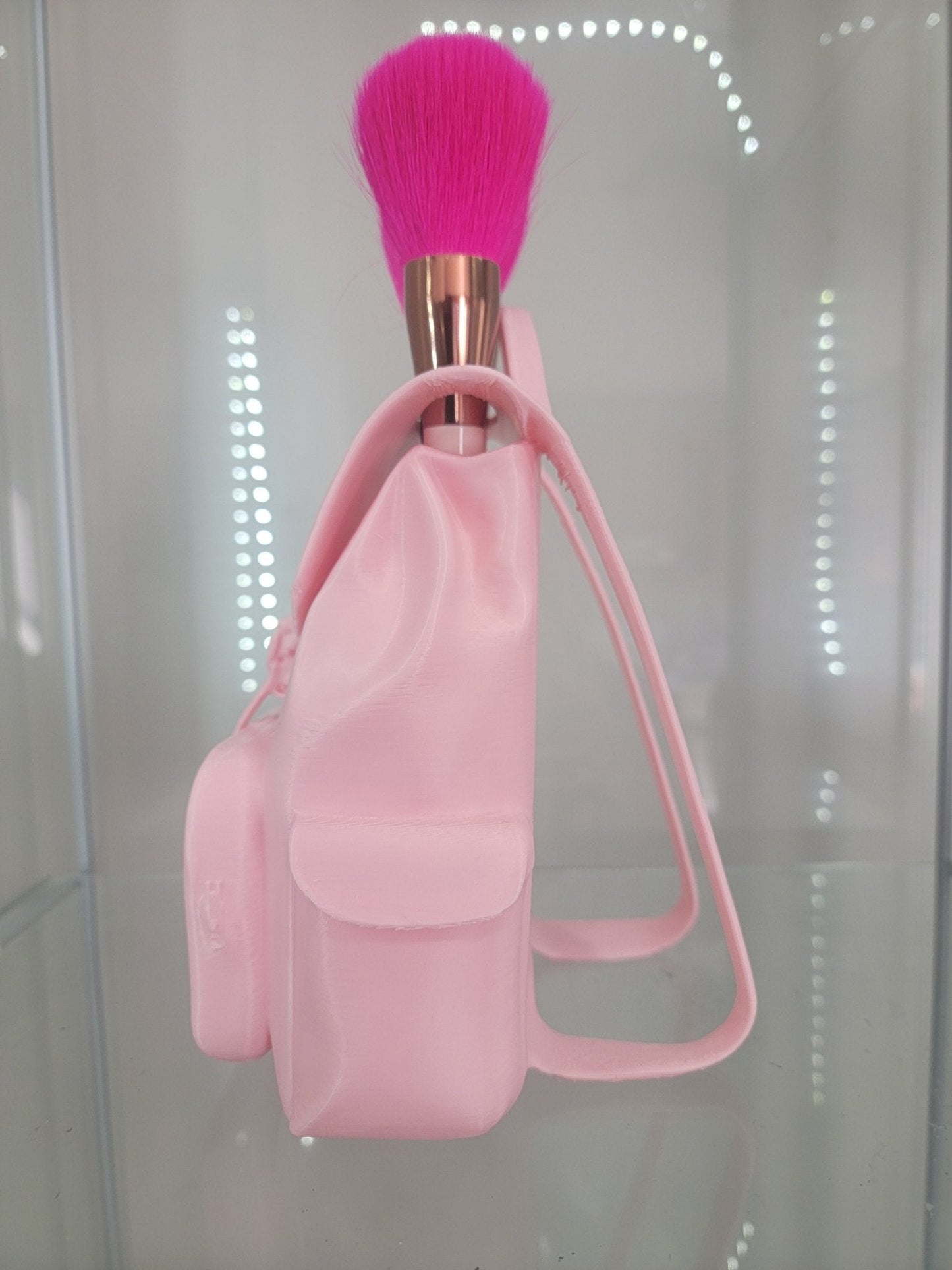 Adorable Pink Backpack Makeup Brush Holder - Stylish Organizer for Glam Lovers