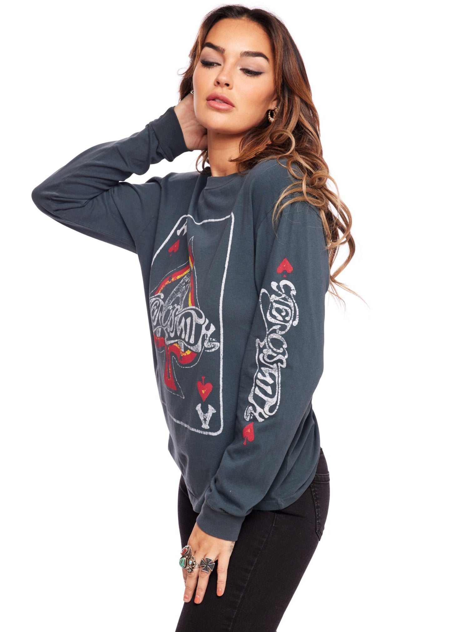 Aerosmith Ace Of Spades Oversized Long Sleeve Band Shirt by Daydreamer LA - Concordia Style Boutique