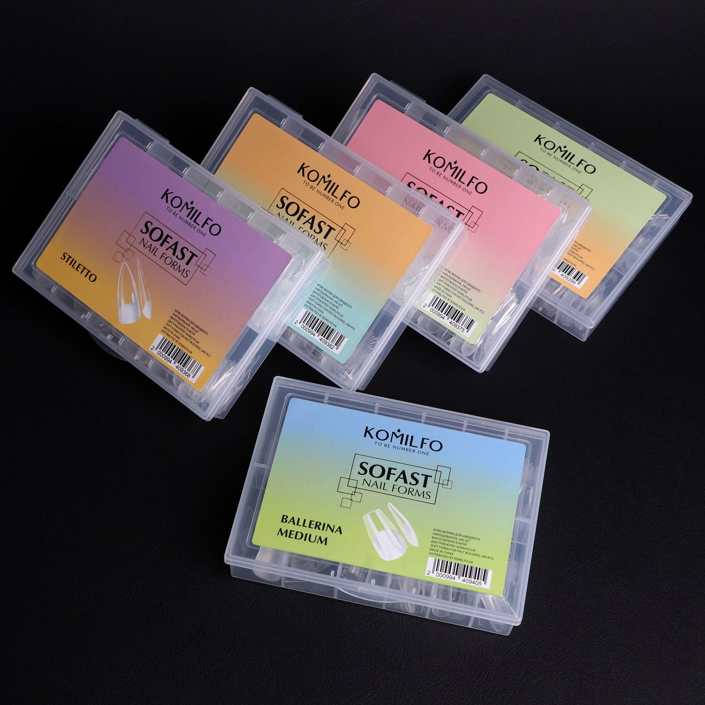 KOMILFO SOFAST NAIL FROMS NUDE ALMOND SHORT, 360 PCS 456075