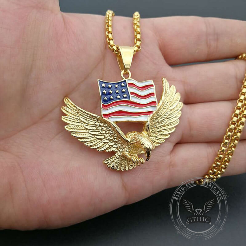 American Flag Eagle Stainless Steel Pendant