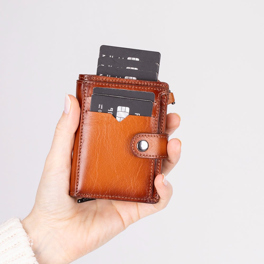 Andalusia Genuine Leather Pop-Up Cardholder with RFID Protection - Concordia Style Boutique