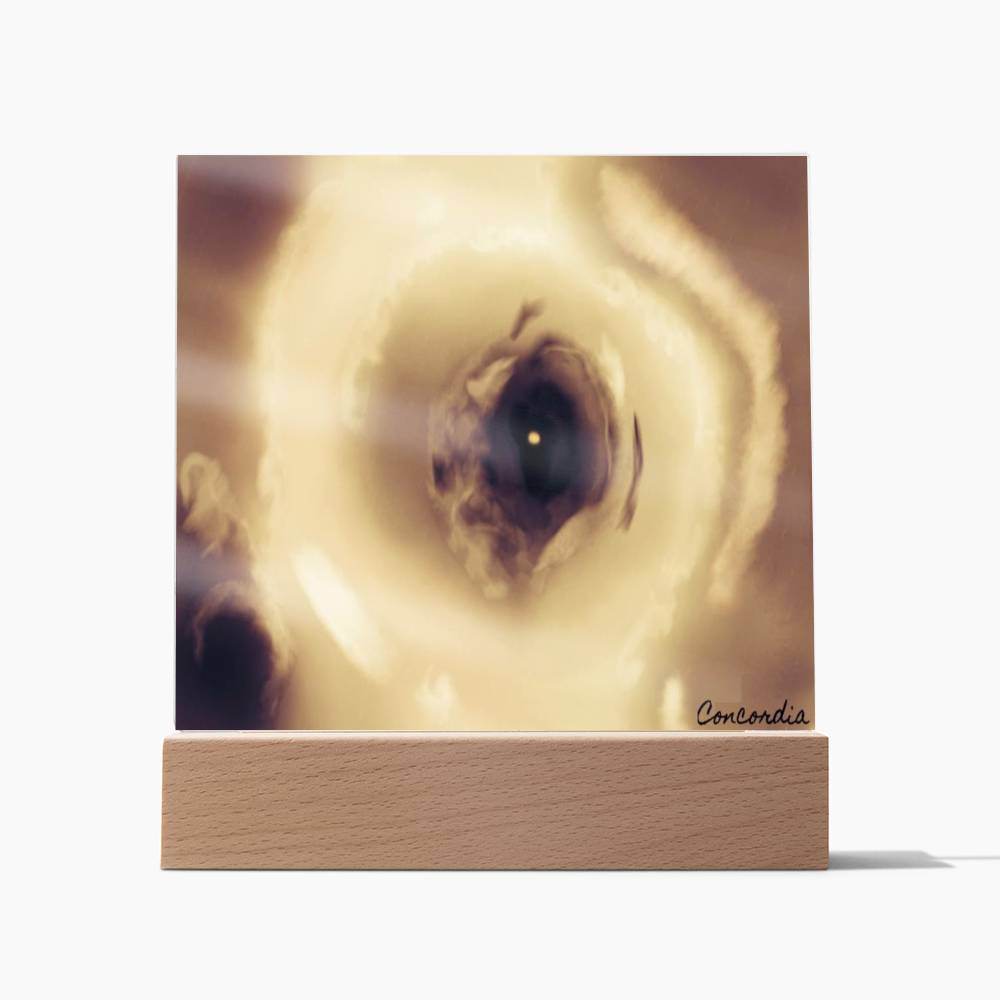 The Eye - Square Acrylic Plaque with LED Wooden Base - Concordia Style Boutique