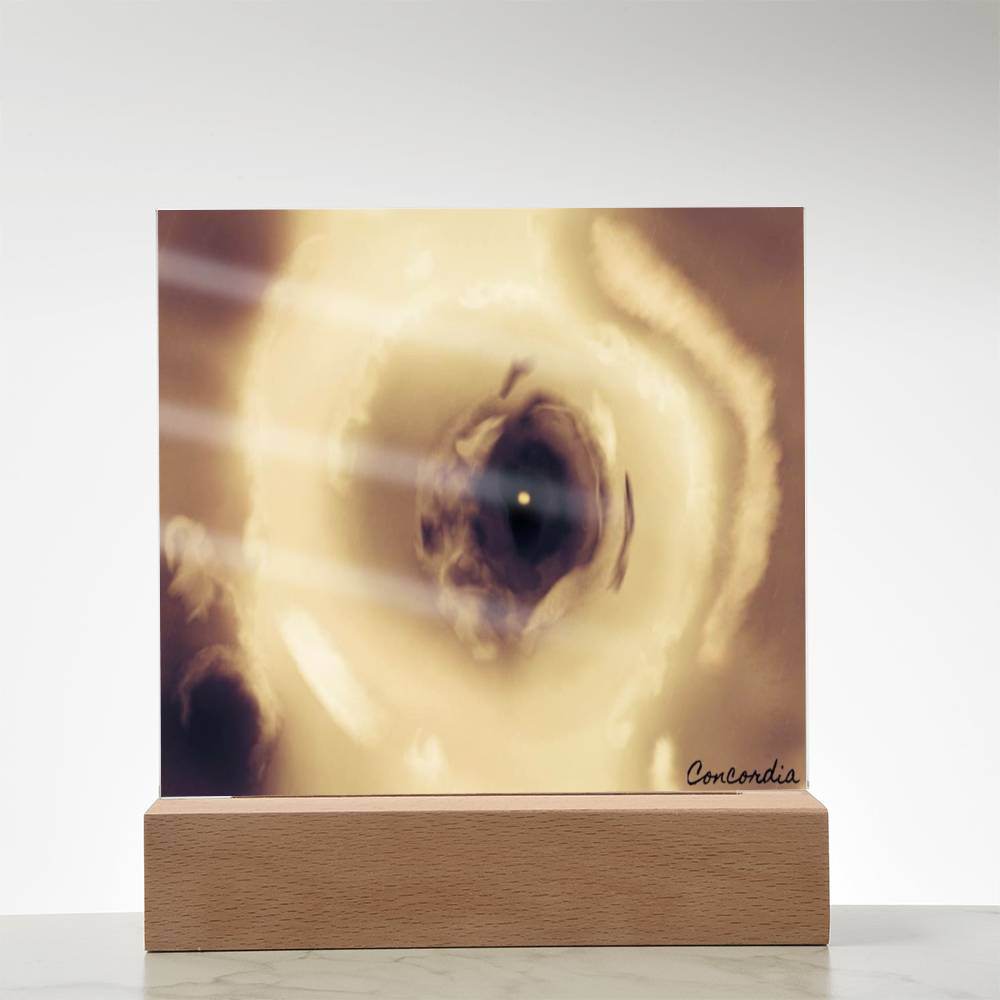 The Eye - Square Acrylic Plaque with LED Wooden Base - Concordia Style Boutique