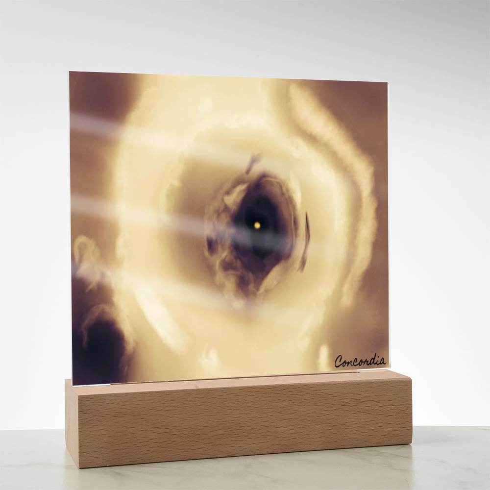 The Eye - Square Acrylic Plaque with LED Wooden Base - Concordia Style Boutique