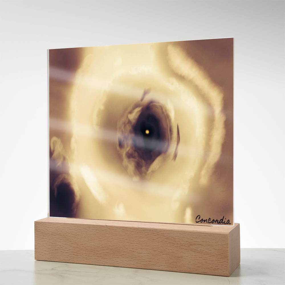 The Eye - Square Acrylic Plaque with LED Wooden Base - Concordia Style Boutique