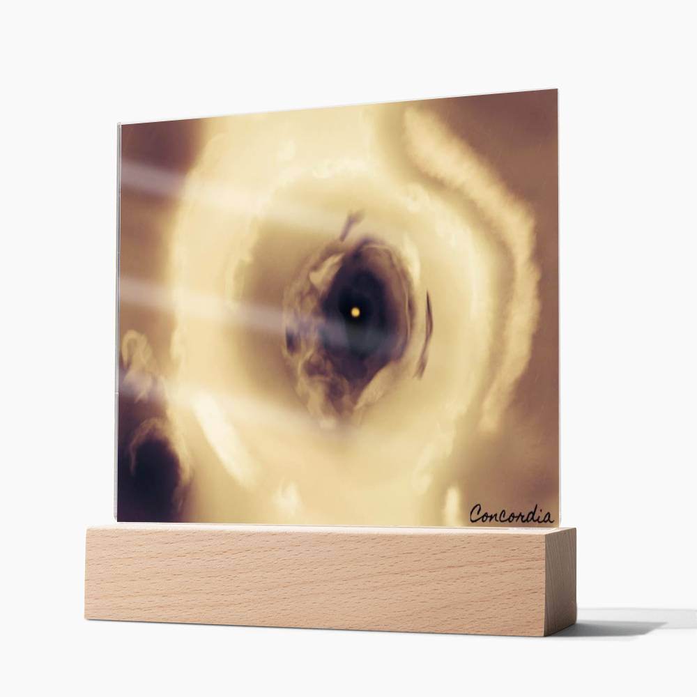 The Eye - Square Acrylic Plaque with LED Wooden Base - Concordia Style Boutique