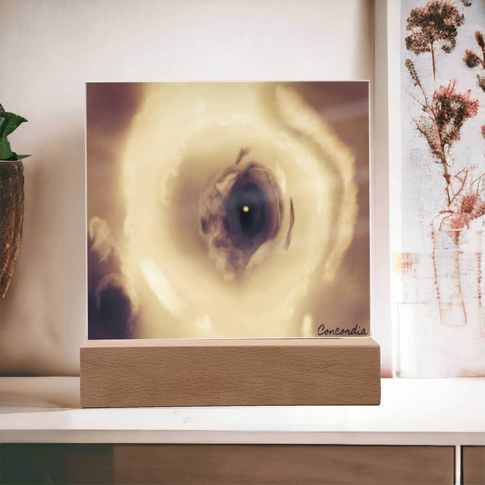 The Eye - Square Acrylic Plaque with LED Wooden Base - Concordia Style Boutique