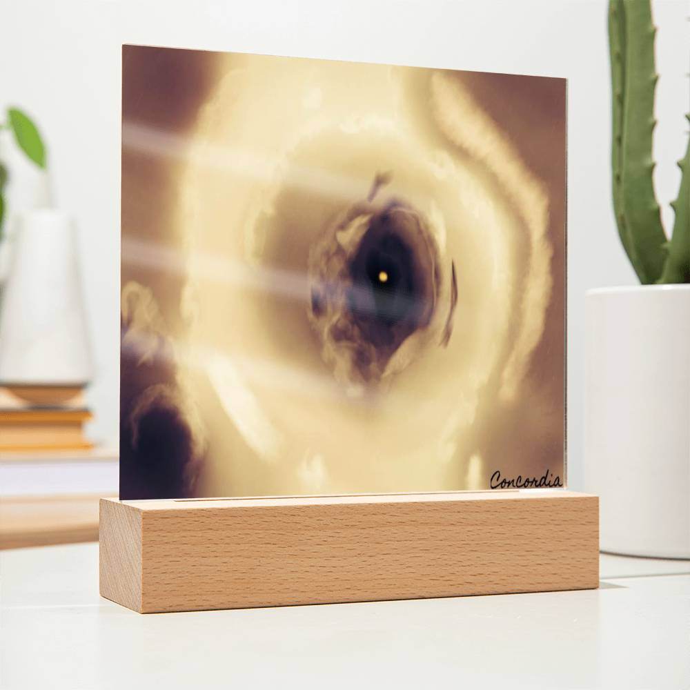 The Eye - Square Acrylic Plaque with LED Wooden Base - Concordia Style Boutique