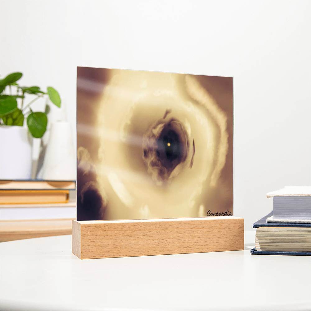 The Eye - Square Acrylic Plaque with LED Wooden Base - Concordia Style Boutique