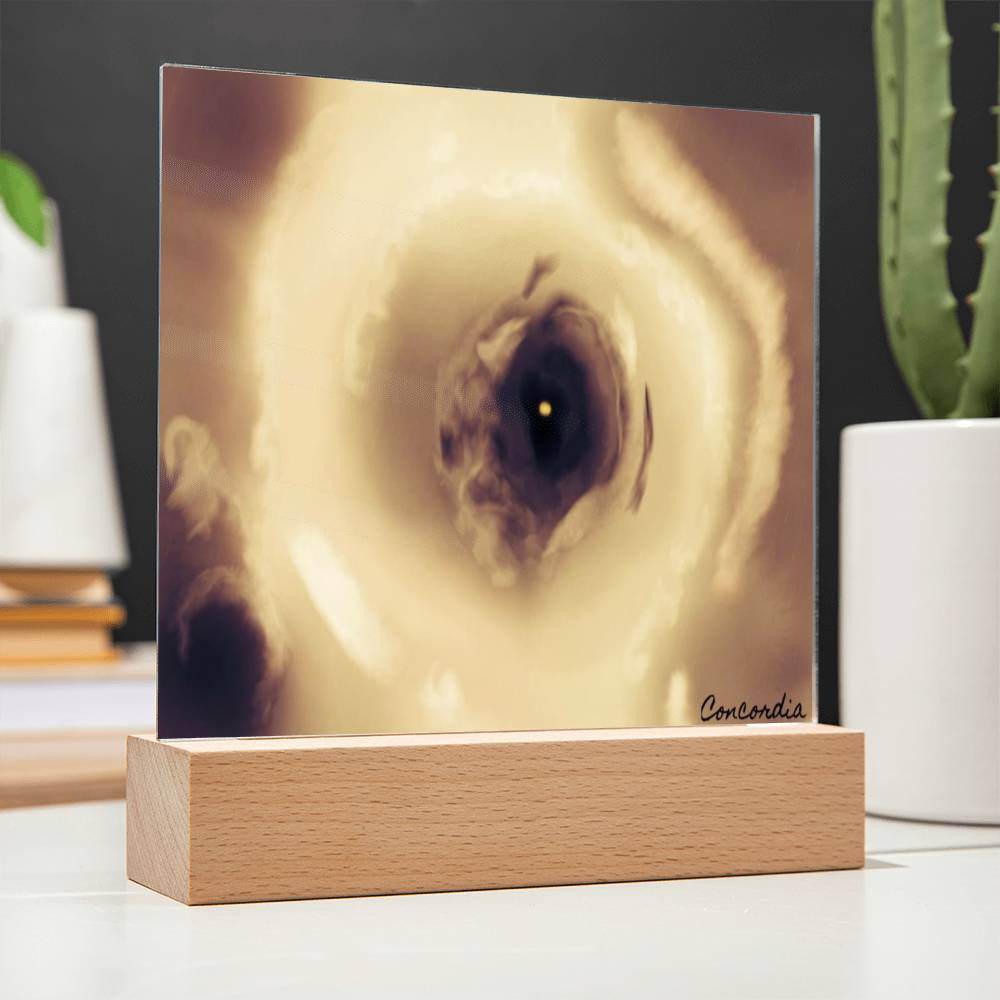 The Eye - Square Acrylic Plaque with LED Wooden Base - Concordia Style Boutique