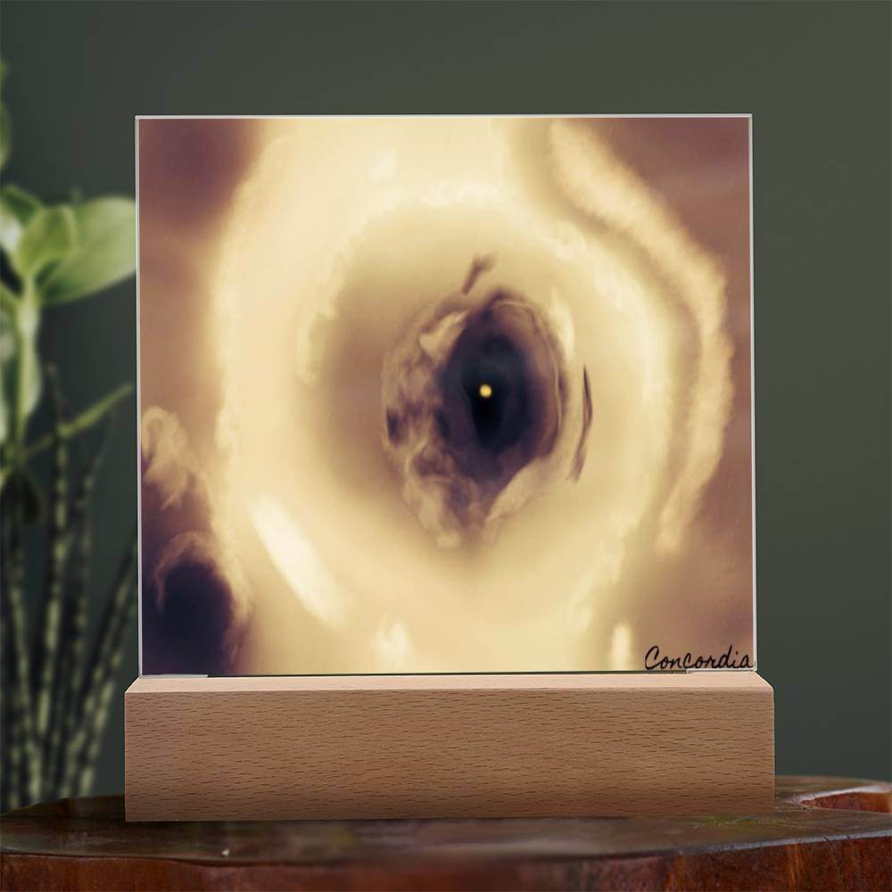 The Eye - Square Acrylic Plaque with LED Wooden Base - Concordia Style Boutique