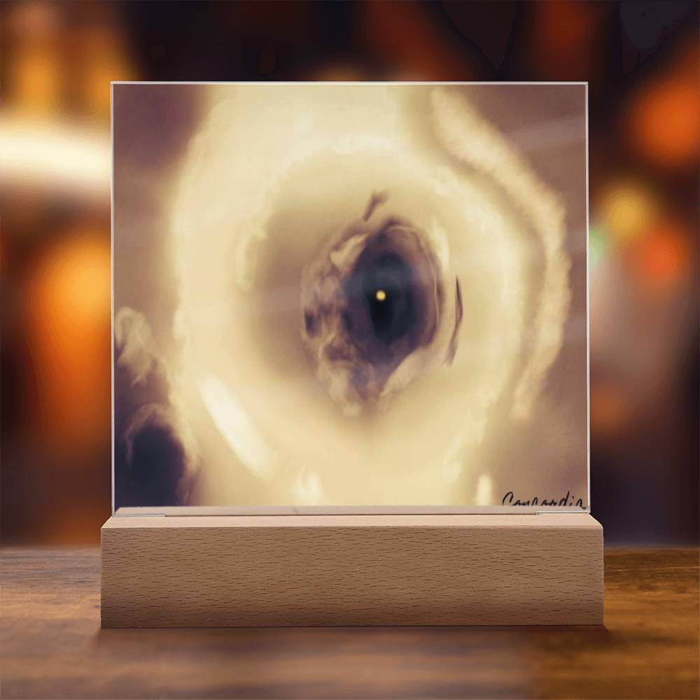 The Eye - Square Acrylic Plaque with LED Wooden Base - Concordia Style Boutique