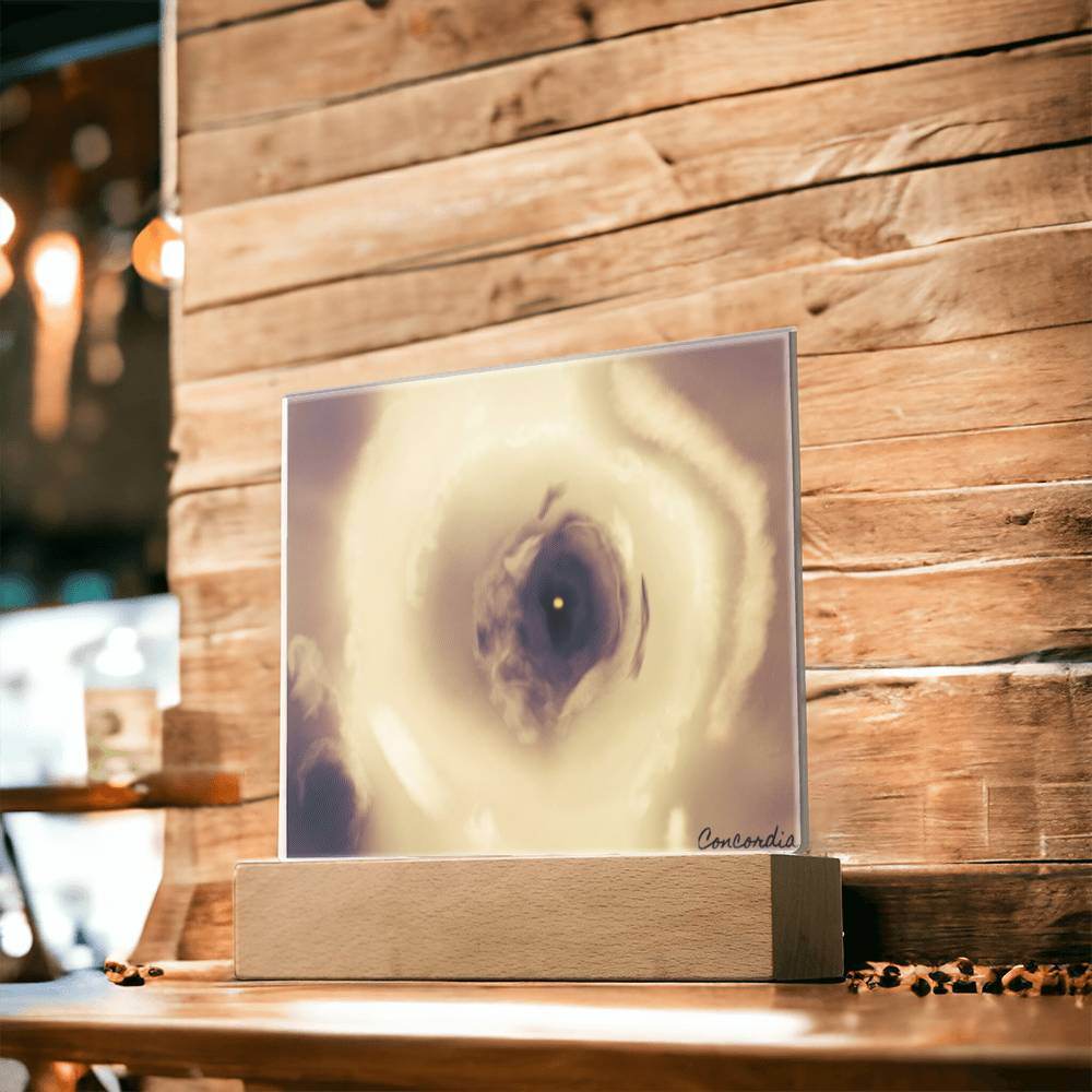 The Eye - Square Acrylic Plaque with LED Wooden Base - Concordia Style Boutique