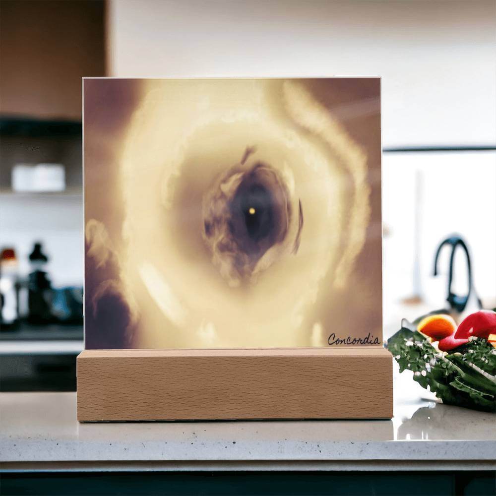 The Eye - Square Acrylic Plaque with LED Wooden Base - Concordia Style Boutique