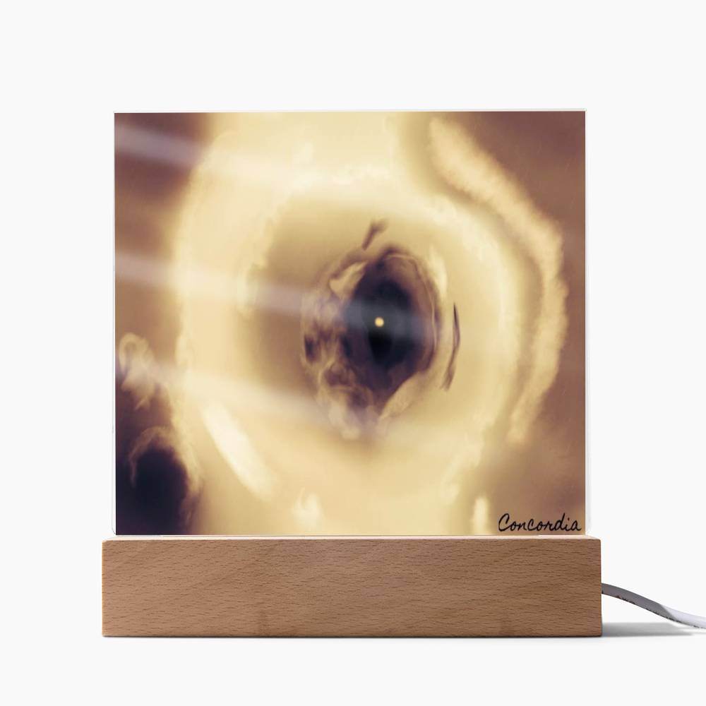 The Eye - Square Acrylic Plaque with LED Wooden Base - Concordia Style Boutique
