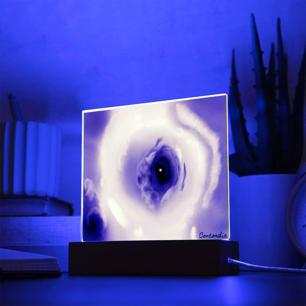 The Eye - Square Acrylic Plaque with LED Wooden Base - Concordia Style Boutique
