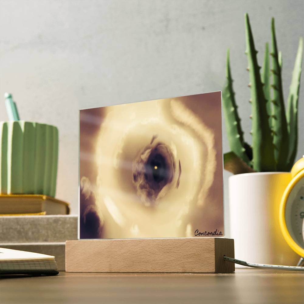 The Eye - Square Acrylic Plaque with LED Wooden Base - Concordia Style Boutique