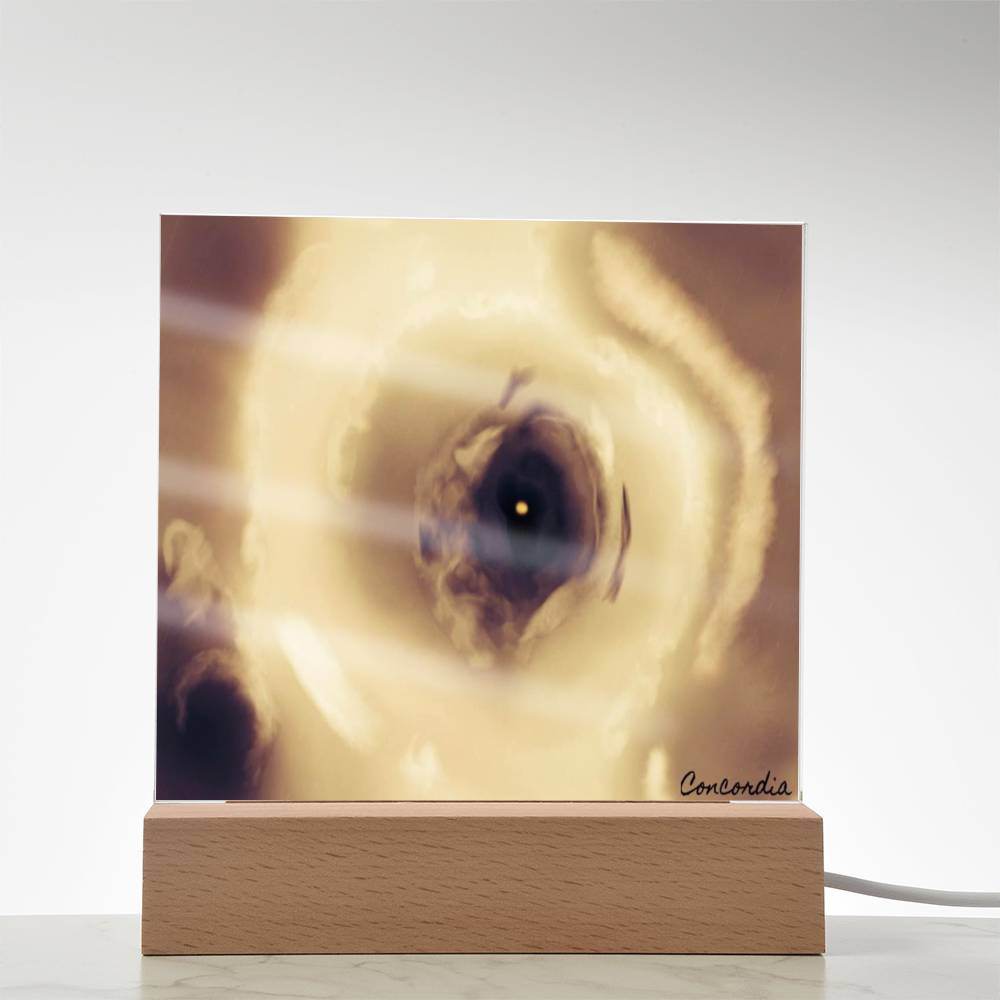 The Eye - Square Acrylic Plaque with LED Wooden Base - Concordia Style Boutique