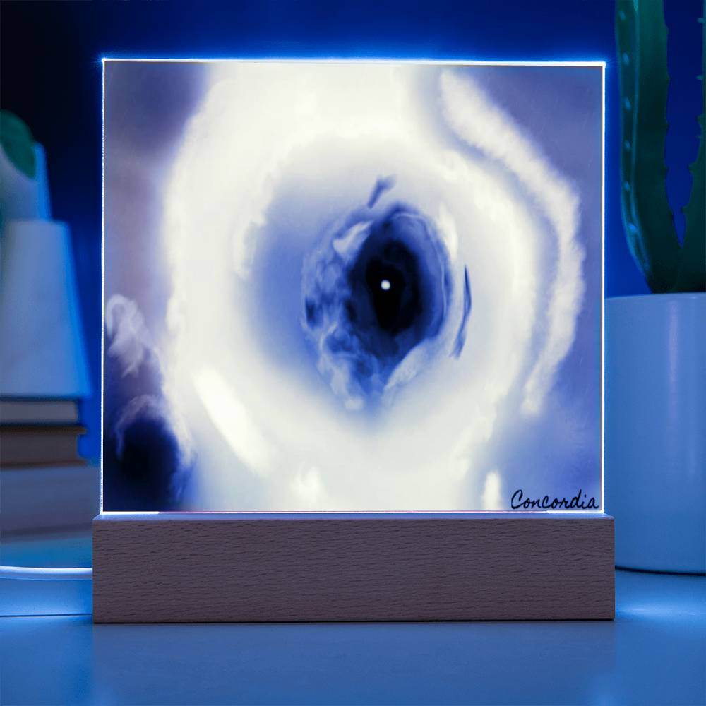 The Eye - Square Acrylic Plaque with LED Wooden Base - Concordia Style Boutique